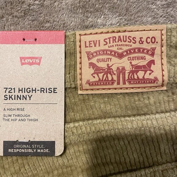 NWT $70 Levi's 721 High Rise Skinny Corduroy Tan Brown Pants Womens Sz 32x30 - Picture 4 of 10